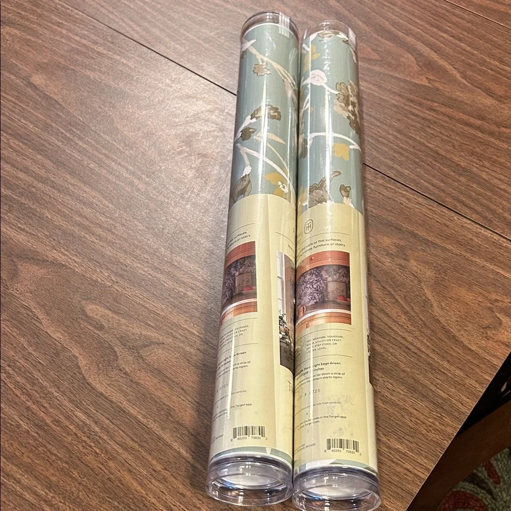 2 New Rolls Threshold Peel & Stick Wallpaper - Green and White Floral